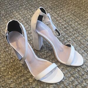 PrettyLittleThing White Block Heels